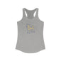 Women's Racerback Tank - Blue SHIBA SWANK Yellow Design for Hiking ,Yoga, Vacation
