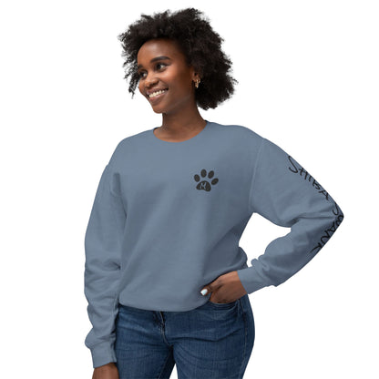 SHIBA SWANK Unisex Lightweight Crewneck Long Sleeve Sweatshirt Multi Colors, Design on Front, Back and Left Sleeve