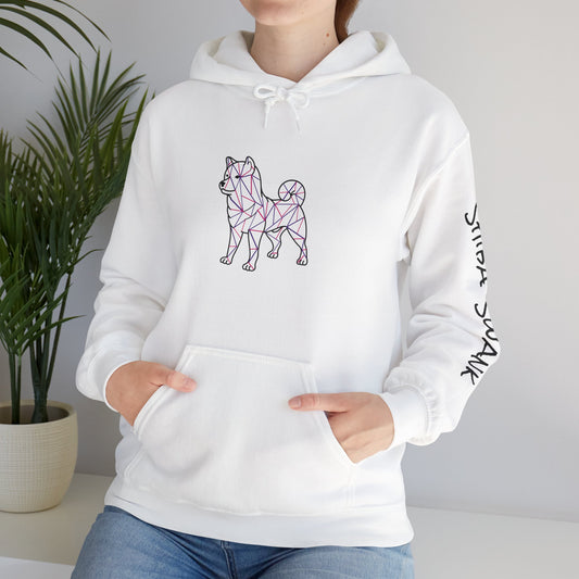 Shiba Inu Dog Athletic Casual Hoodie - Unisex Heavy Blend™ Hooded Sweatshirt, Pink & Purple Design, Gift for Dog Lovers, Cozy Sweatshirt,