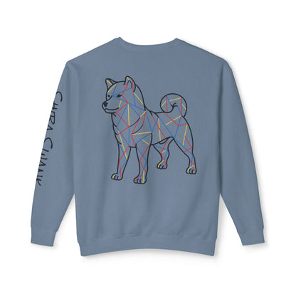 SHIBA SWANK Unisex Lightweight Crewneck Long Sleeve Sweatshirt Multi Colors, Design on Front, Back and Left Sleeve