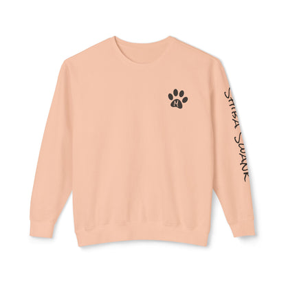 SHIBA SWANK Unisex Lightweight Crewneck Long Sleeve Sweatshirt Multi Colors, Design on Front, Back and Left Sleeve