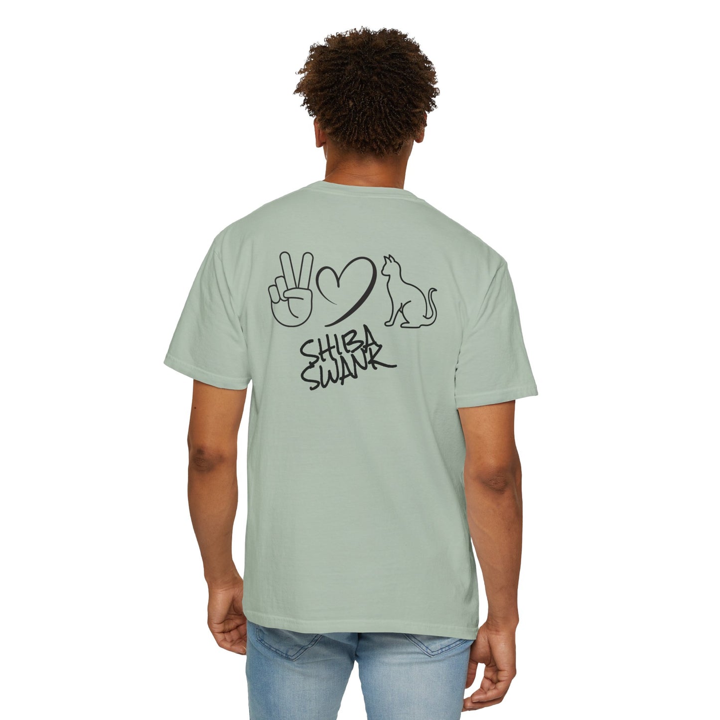 Feline T-shirt Peace Love and SHIBA SWANK