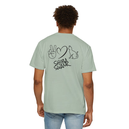 Feline T-shirt Peace Love and SHIBA SWANK