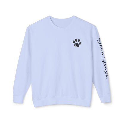 SHIBA SWANK Unisex Lightweight Crewneck Long Sleeve Sweatshirt Multi Colors, Design on Front, Back and Left Sleeve