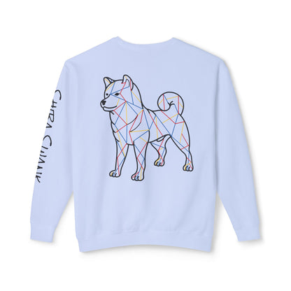 SHIBA SWANK Unisex Lightweight Crewneck Long Sleeve Sweatshirt Multi Colors, Design on Front, Back and Left Sleeve