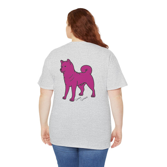 Pink Shiba Dog T-Shirt on Multi Color Shirts, Love and Success Shirt, Unisex Tee, Front and Back Design