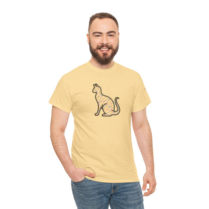 Sleek Silhouette of Cat Feline Unisex Heavy Cotton Tee, Shiba Swank, Paw Print, Casual Tshirt, Trendy Graphic Shirt