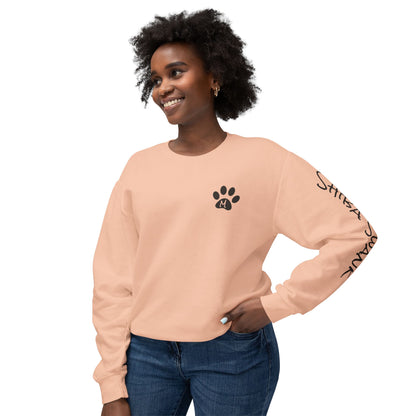 SHIBA SWANK Unisex Lightweight Crewneck Long Sleeve Sweatshirt Multi Colors, Design on Front, Back and Left Sleeve