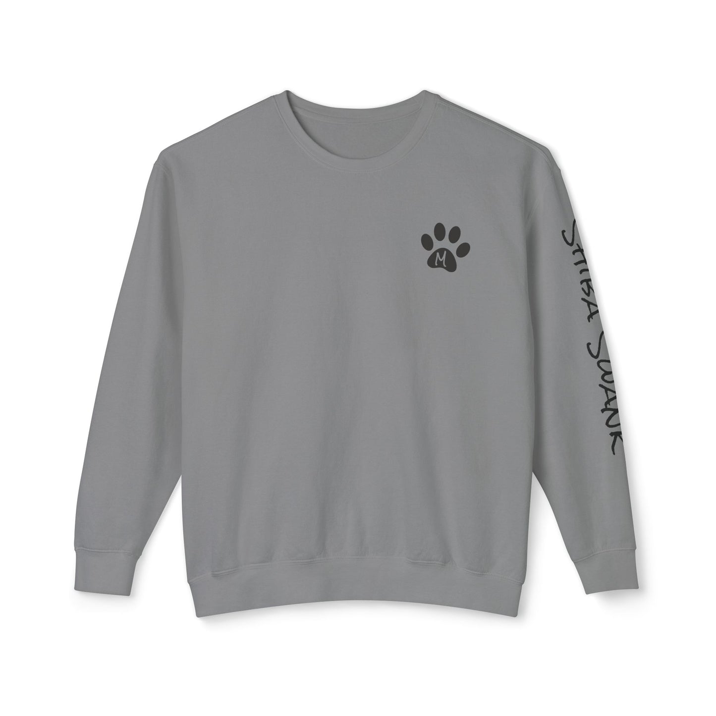 SHIBA SWANK Unisex Lightweight Crewneck Long Sleeve Sweatshirt Multi Colors, Design on Front, Back and Left Sleeve