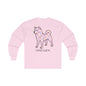 SHIBA SWANK Long Sleeve Shirt - Multi Colored Design On Back  - Paw Print on Front  - Pet Lovers - Fall Fashion - Winter Top