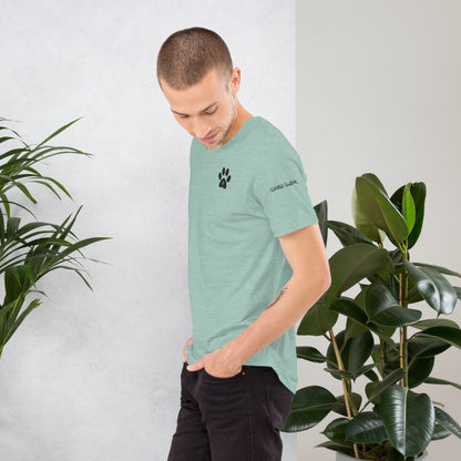 SHIBA SWANK Unisex Short Sleeve, Shiba Inu with Paw Print, Front, Back and Sleeve Design